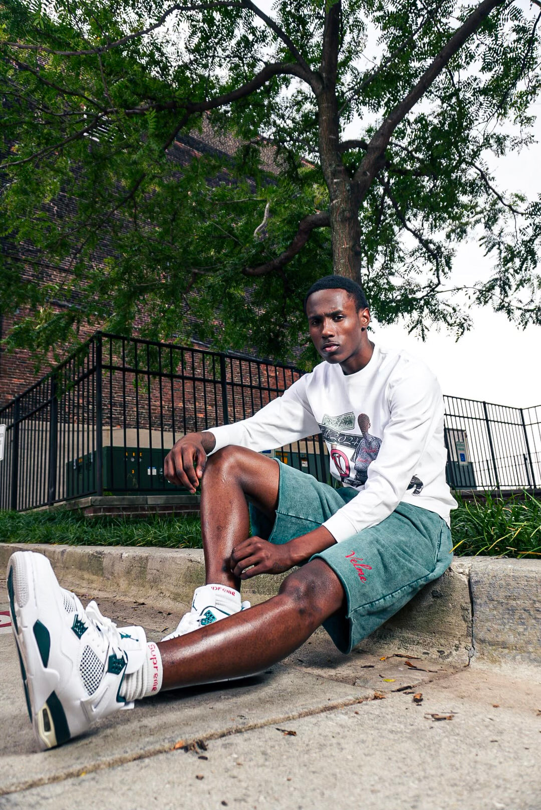 Velme “street sign” cotton shorts.