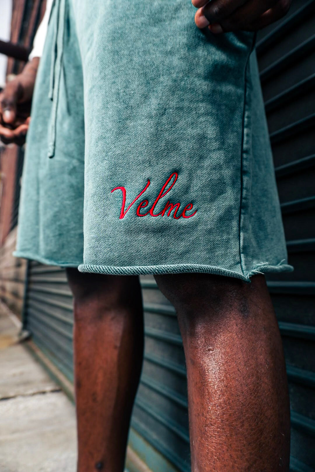 Velme “street sign” cotton shorts.